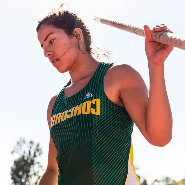 Female track and field athlete at practice